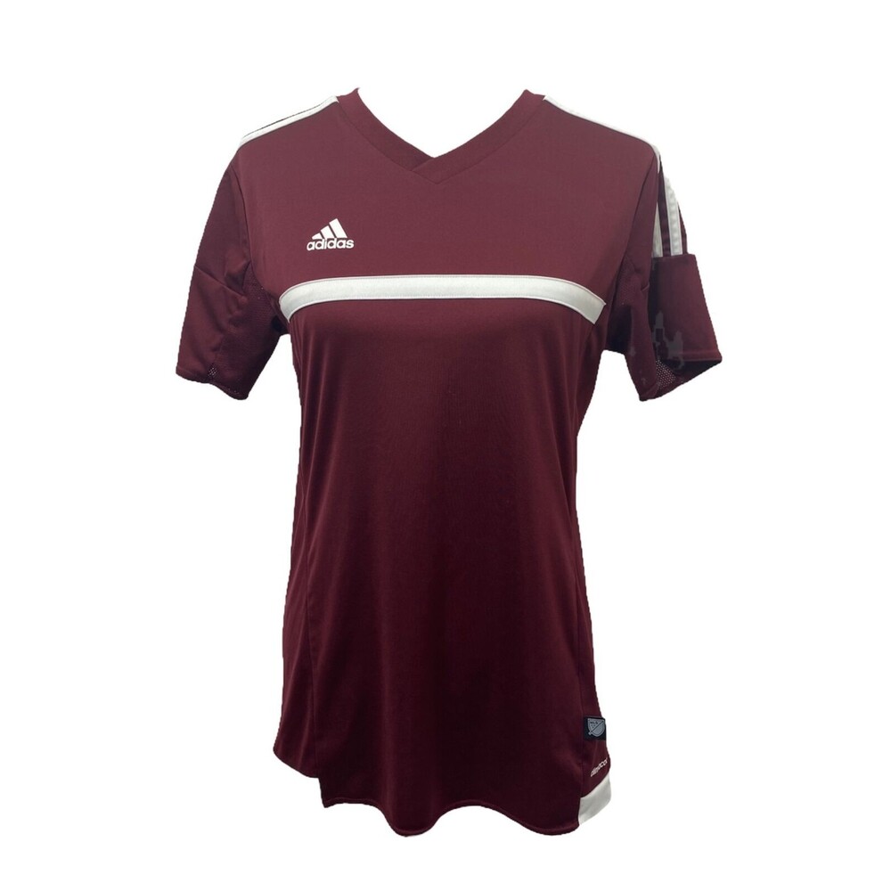 Adidas Women’s Soccer Shirt Maroon Climacool Athletic Short Sleeve Size Medium